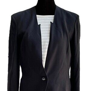 HELMUT LANG BLACK CROPPED BLAZER SIZE 8 CLASSIC CROPPED COAT